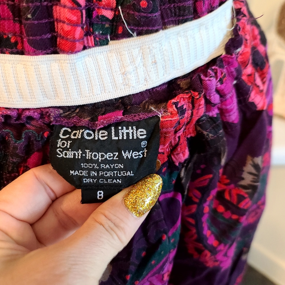 Vintage 80s 90s print  pants Carole Little - Picture 2 of 5